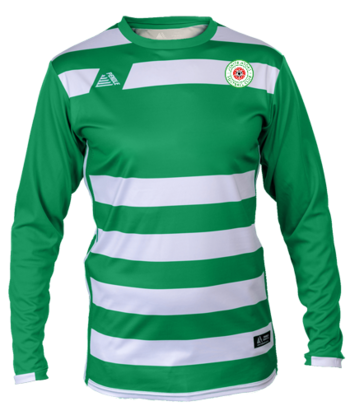 Home Shirt - shirt will come with short sleeves (Embroidered Badge) Green/White