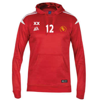Red Fitted Hoodie (With Squad Number, Initials & Printed Badge)