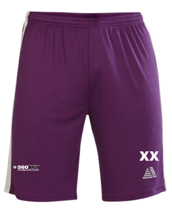 Purple/White shorts (printed badge with initials)