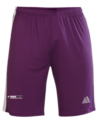 Purple/White shorts (printed badge no initials)