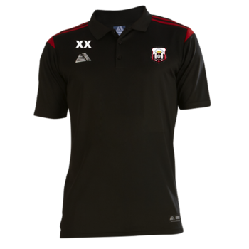 Club Polo T-Shirt - Black/Red (Printed Badge & Initials)