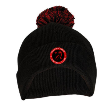 Bobble Hat- Black/Red (Embroidered Club Badge)
